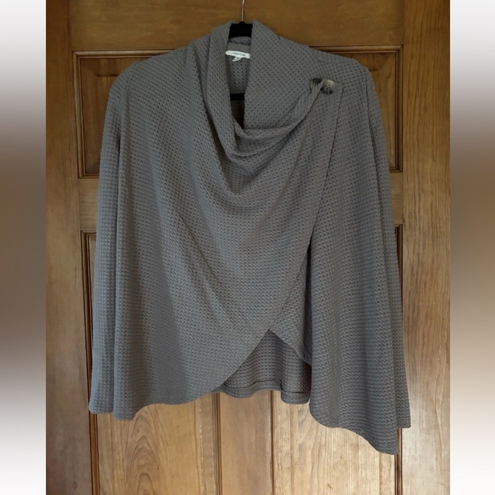 MAURICES Heather Gray Waffle-Knit Cardigan-Cape-Shawl Women's Sz XS